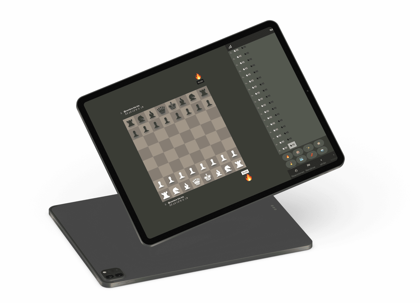 The chessboard and move history on iPad